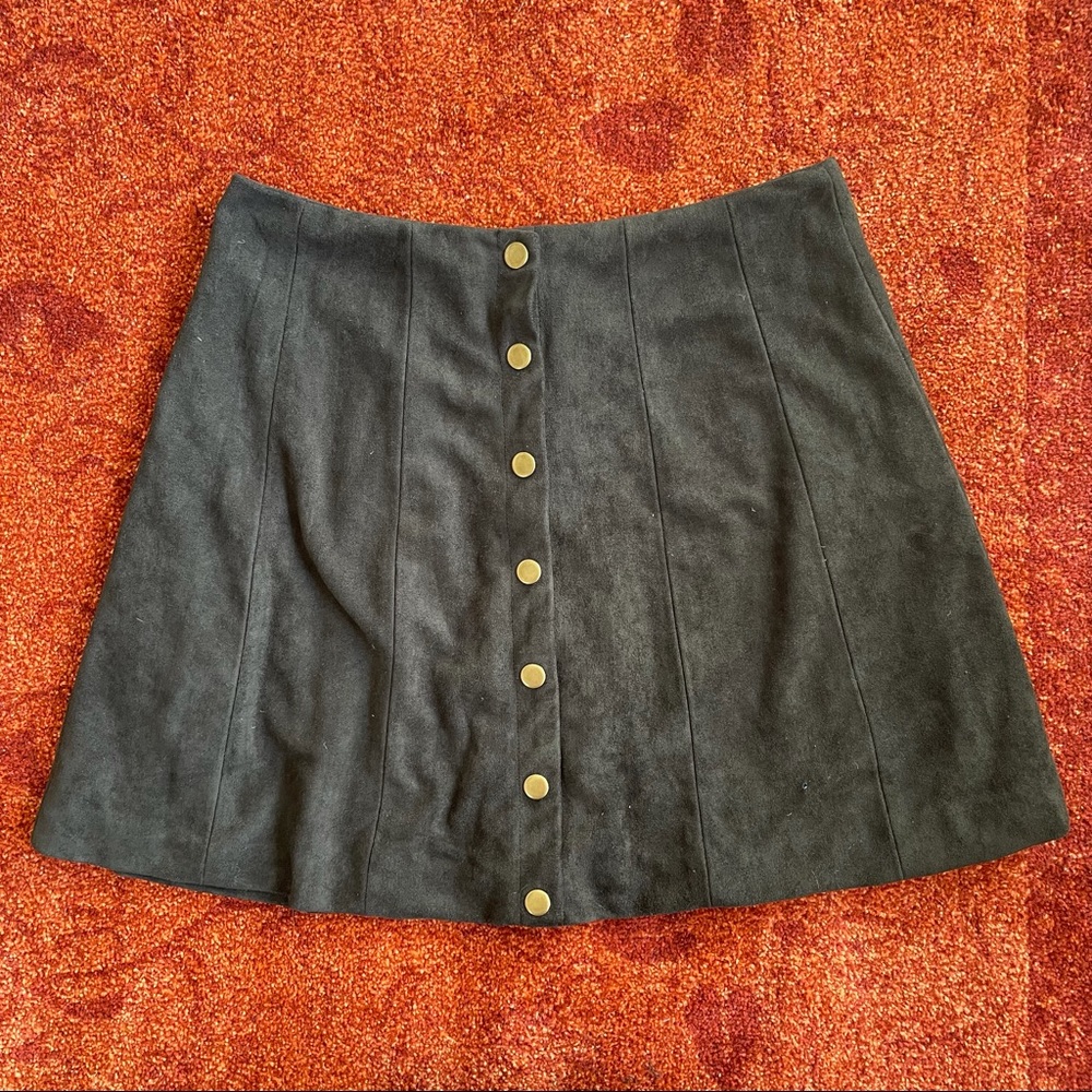 Button-up Suede Skirt